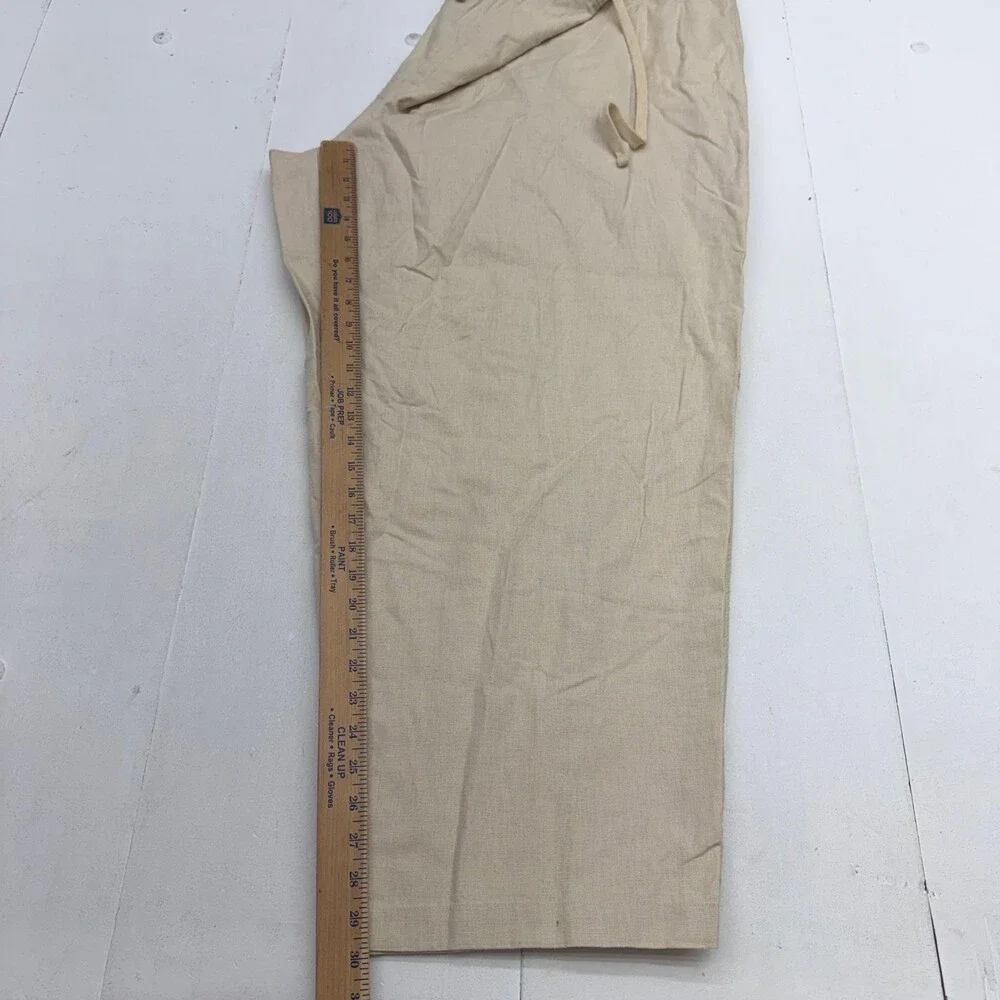 Oak Hill Pants Mens Big 60x30 5XL Beige Relaxed Fit Linen Chino Drawstring